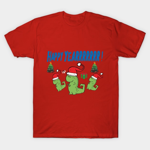 New Year dinosaur illustration T-Shirt by whatever comes to mind 2